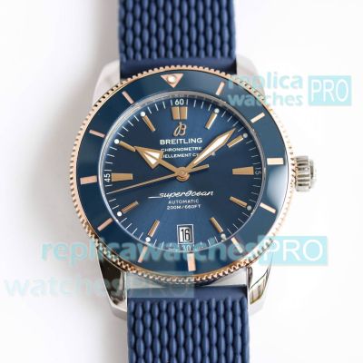 GF Factory Breitling Superocean Heritage V2 Swiss 2824 Blue Face Blue Rubber Strap Replica Watch 